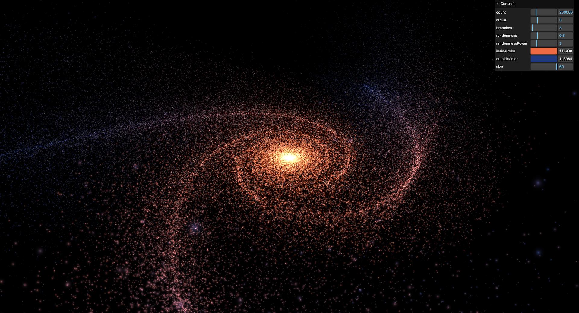 A whirling orange and yellow galaxy appears against the black backdrop of space.
